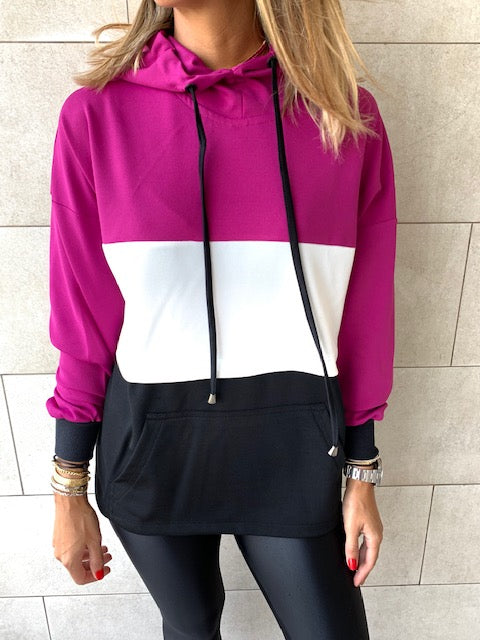 Magenta Colour Block Sweatshirt