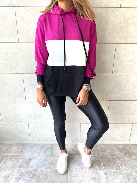 Magenta Colour Block Sweatshirt