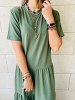 Olive Long Tiered Dress