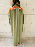 Olive Embellished Back Smock Dress