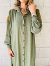 Olive Embellished Back Smock Dress