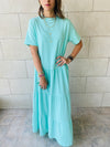 Aqua Long Tiered Dress