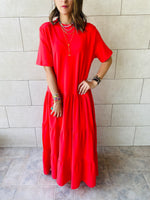 Watermelon Long Tiered Dress