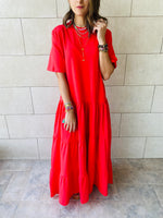 Watermelon Long Tiered Dress