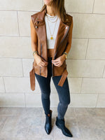 Brown Leather Biker Vest