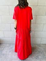 Watermelon Long Tiered Dress