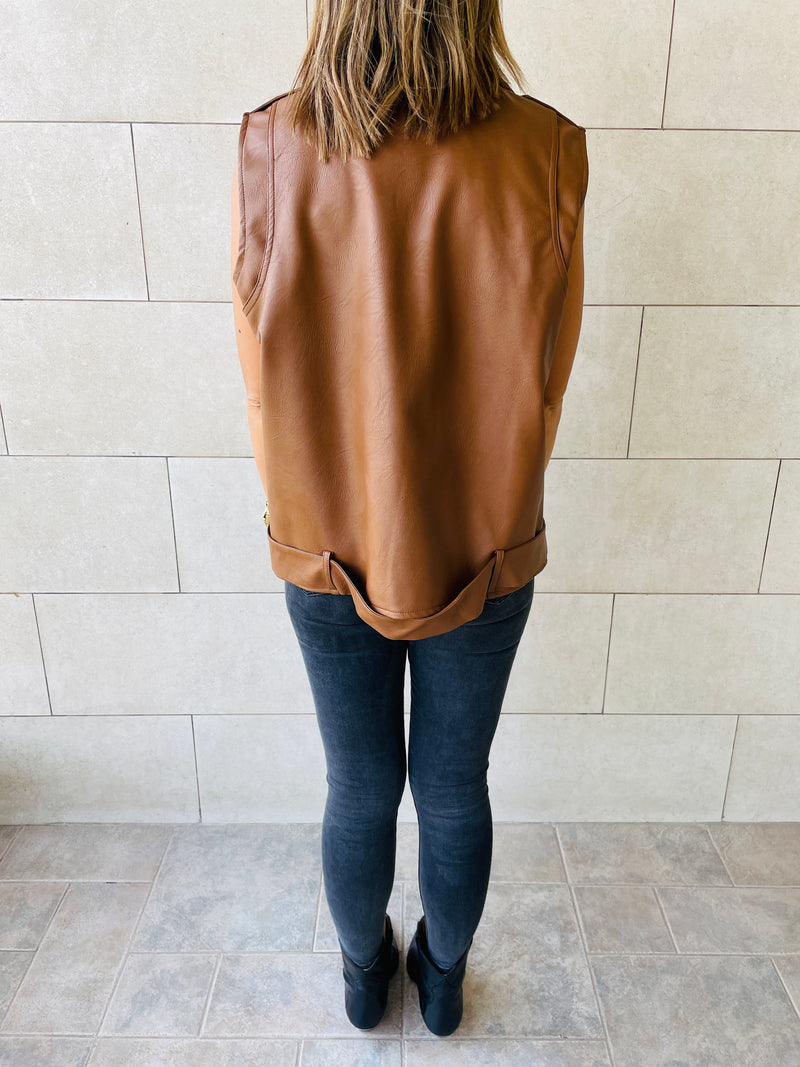 Brown Leather Biker Vest