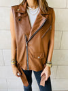 Brown Leather Biker Vest