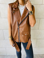 Brown Leather Biker Vest