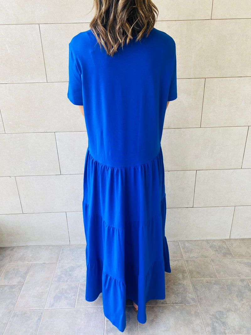 Blue Long Tiered Dress