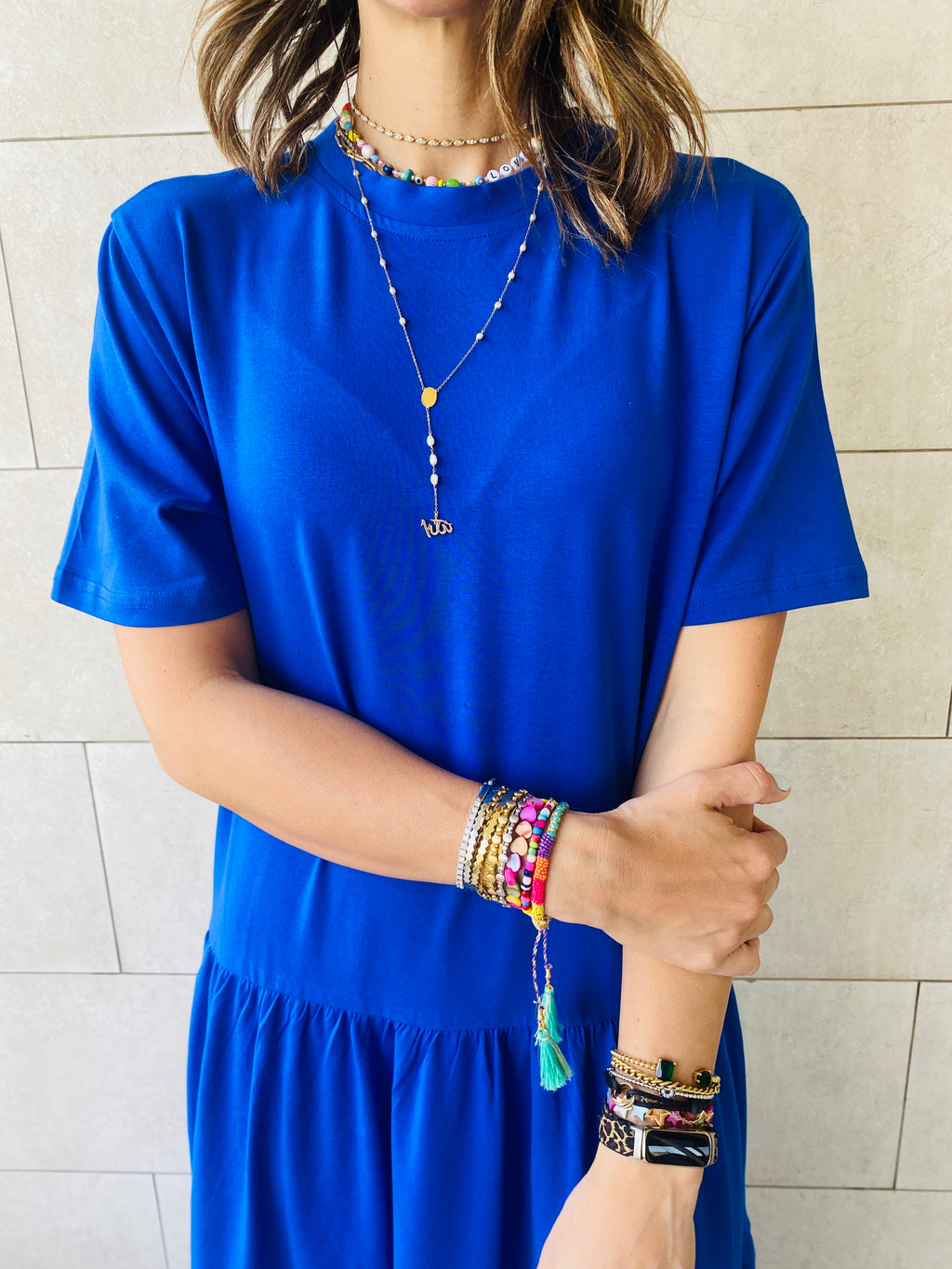 Blue Long Tiered Dress