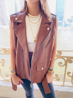 Brown Leather Biker Vest