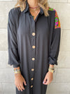 Black Embellished Back Smock Dress