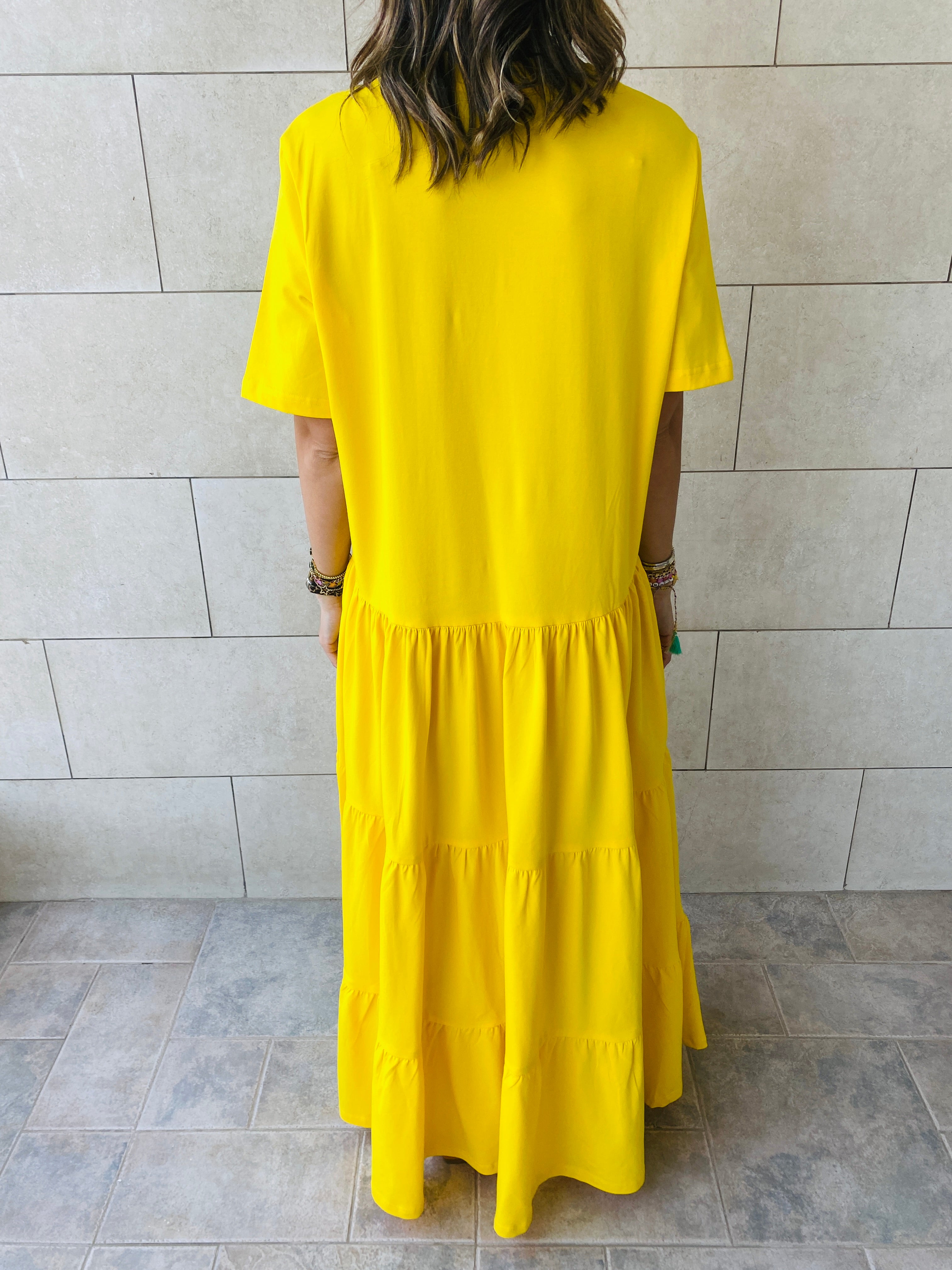 Yellow Long Tiered Dress