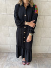 Black Embellished Back Smock Dress