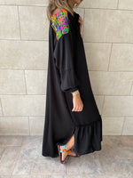 Black Embellished Back Smock Dress