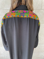 Black Embellished Back Smock Dress