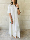 White Long Tiered Dress