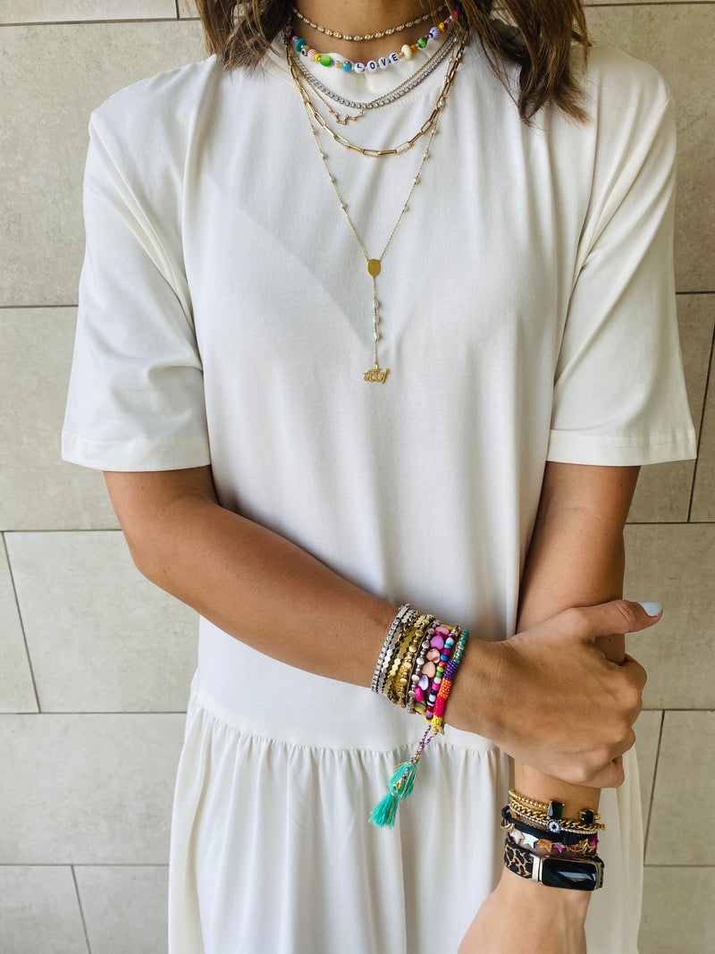 White Long Tiered Dress