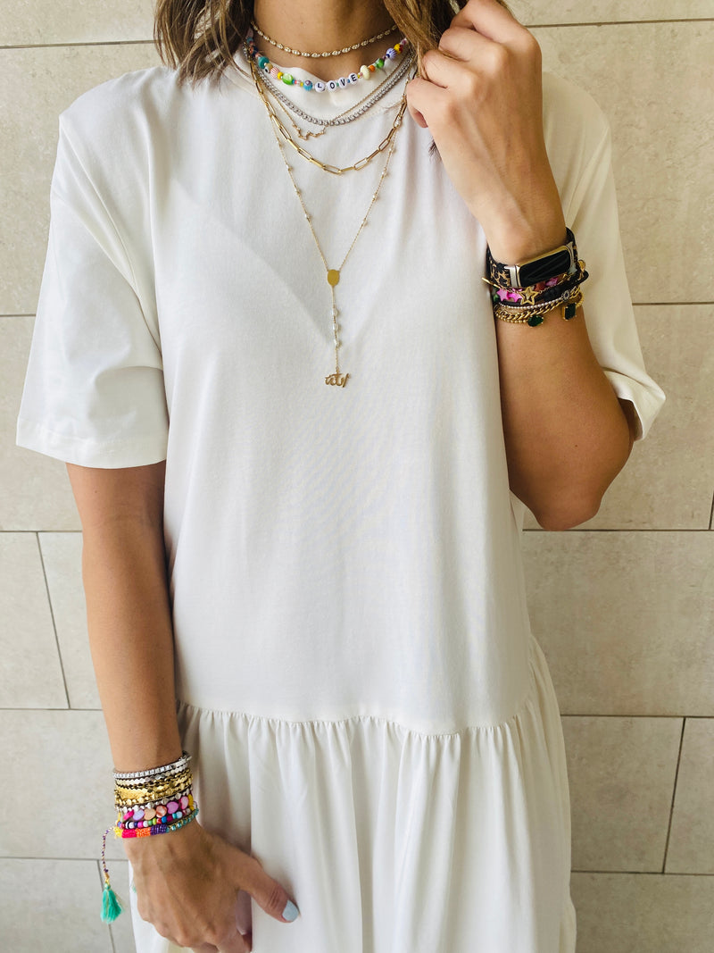 White Long Tiered Dress