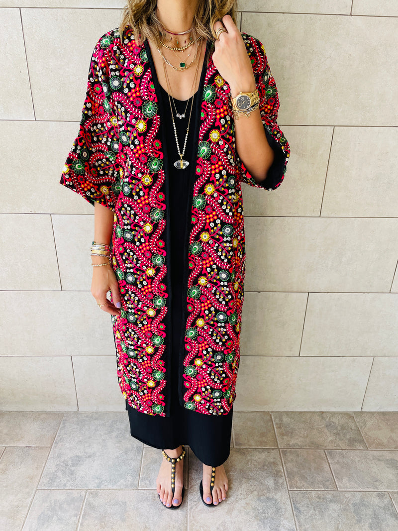 The Floral Embellished Royal Kimono
