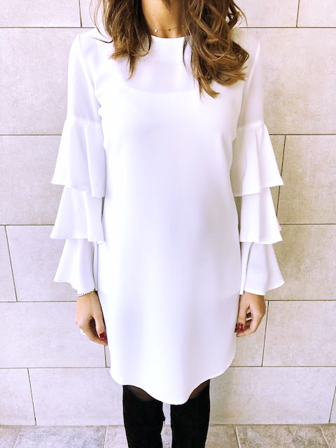 The White Ruffle Sleeve Tunic