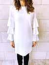 The White Ruffle Sleeve Tunic