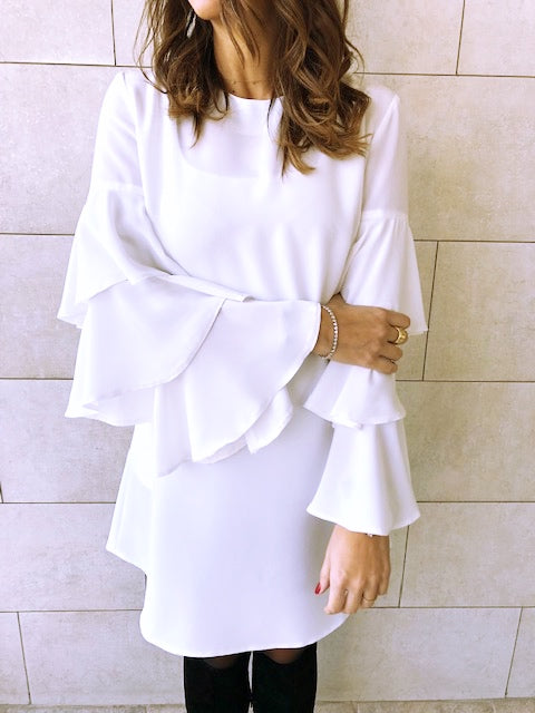 The White Ruffle Sleeve Tunic
