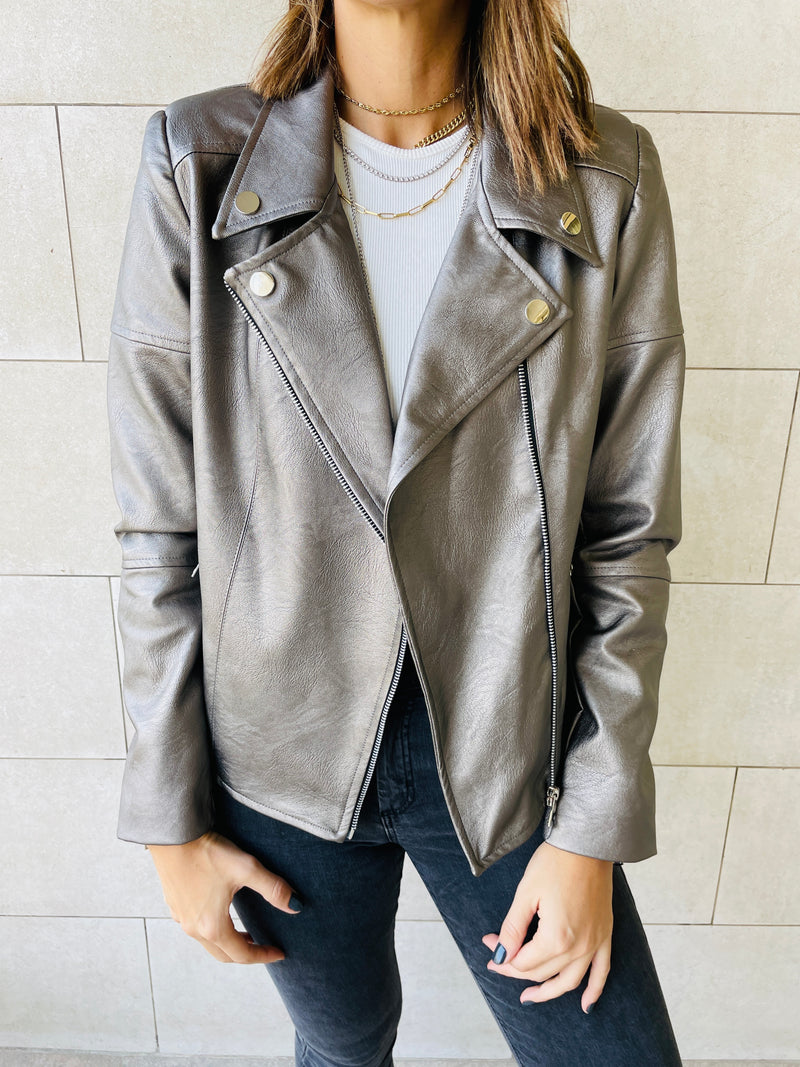 Bronze Leather Biker Jacket