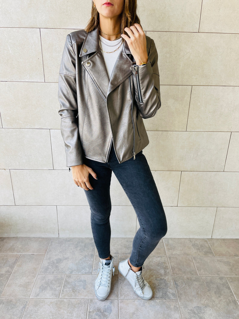 Bronze Leather Biker Jacket
