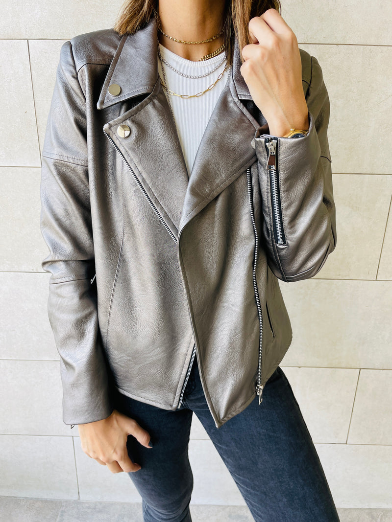 Bronze Leather Biker Jacket
