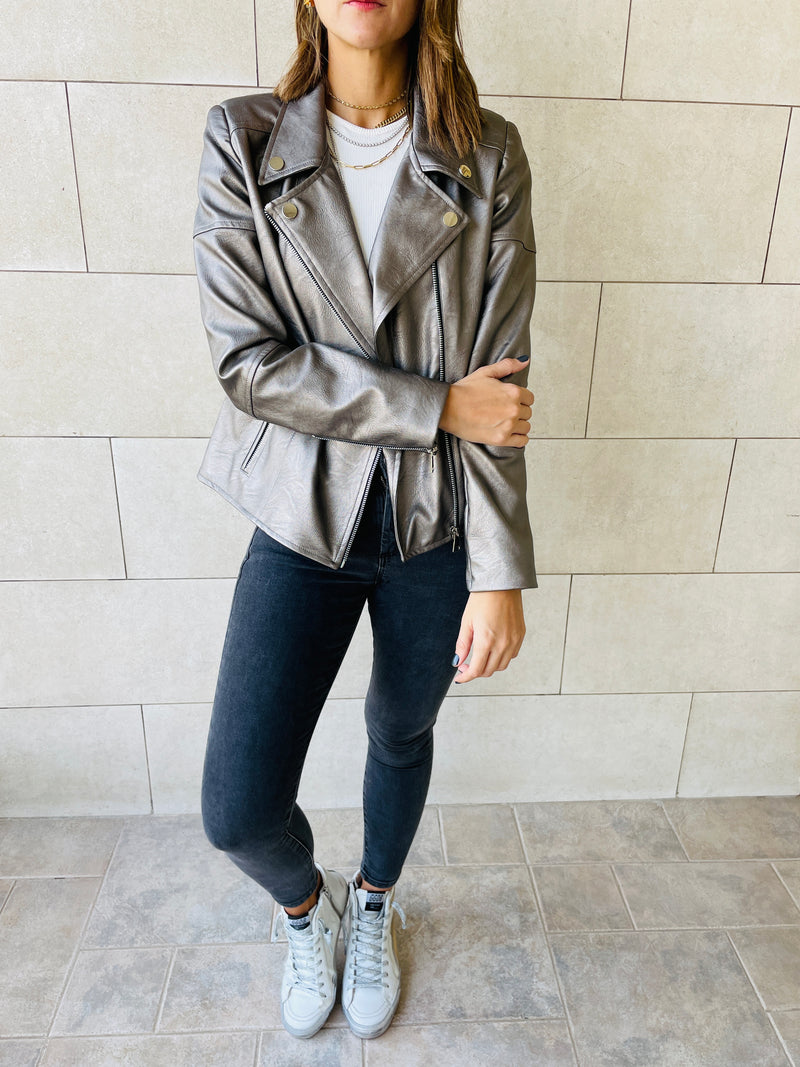 Bronze Leather Biker Jacket