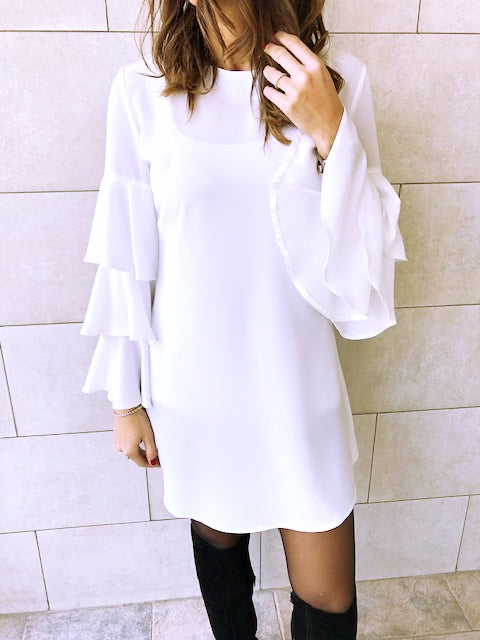 The White Ruffle Sleeve Tunic