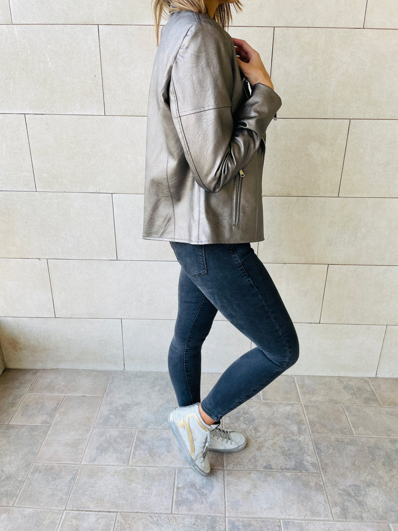 Bronze Leather Biker Jacket