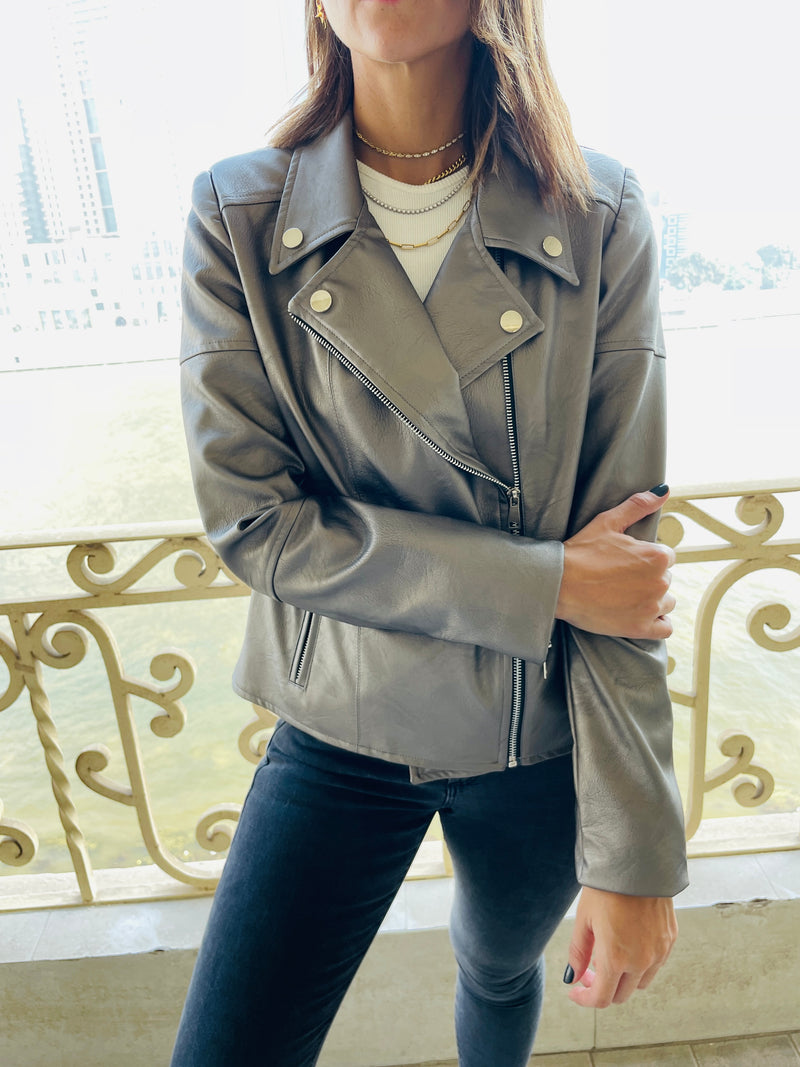 Bronze Leather Biker Jacket