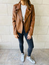 Copper Leather Biker Jacket