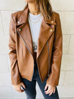 Copper Leather Biker Jacket