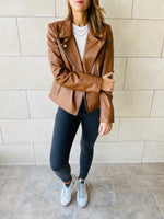 Copper Leather Biker Jacket