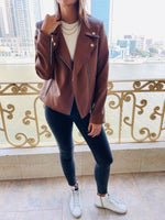 Copper Leather Biker Jacket