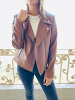 Copper Leather Biker Jacket