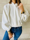 White Exaggerated Sleeve Cropped Hoodie