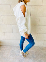 White One Shoulder Hoodie