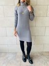 Grey High Neck Knit Dress