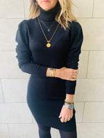 Black High Neck Knit Dress
