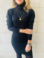 Black High Neck Knit Dress
