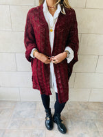 Burgundy Shimmer Knit Kimono