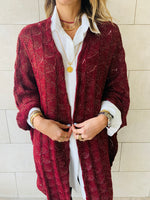Burgundy Shimmer Knit Kimono