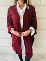 Burgundy Shimmer Knit Kimono
