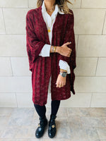 Burgundy Shimmer Knit Kimono