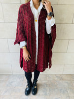 Burgundy Shimmer Knit Kimono